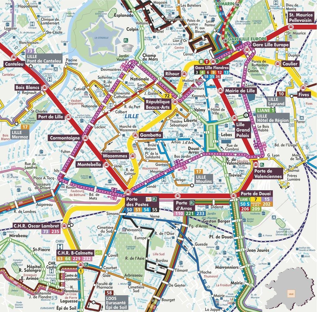 ulična mapa od Lil francuskoj